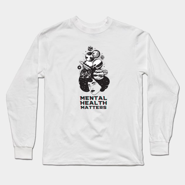 Mental Health Matters Space Design Long Sleeve T-Shirt by whatabouthayley